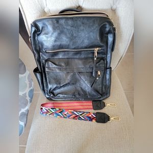PU leather convertible backpack